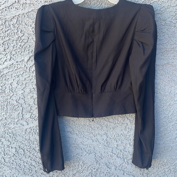 FIVESEVENTYFIVE cropped long sleeve blouse Black size Small - Picture 7 of 8